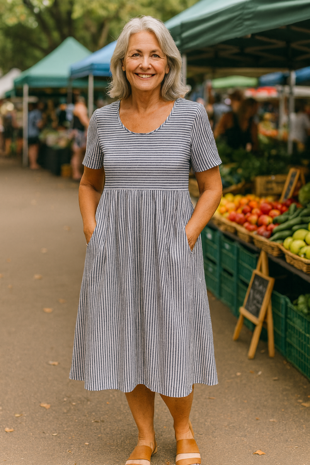 Striped midi dress for women | Louise