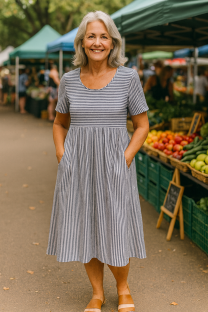 Striped midi dress for women | Louise