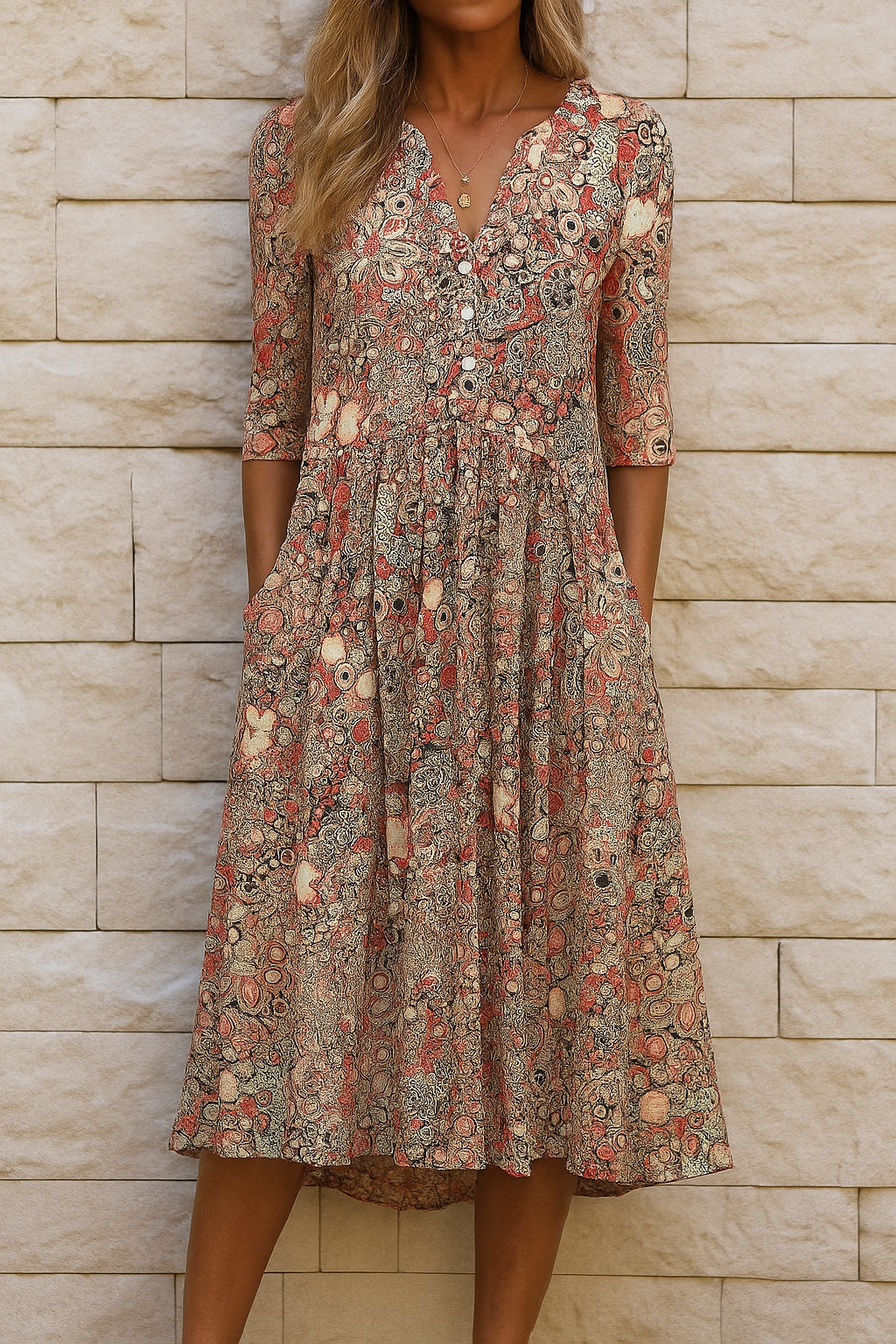 Elegant dress with V-neck for women | Harlow