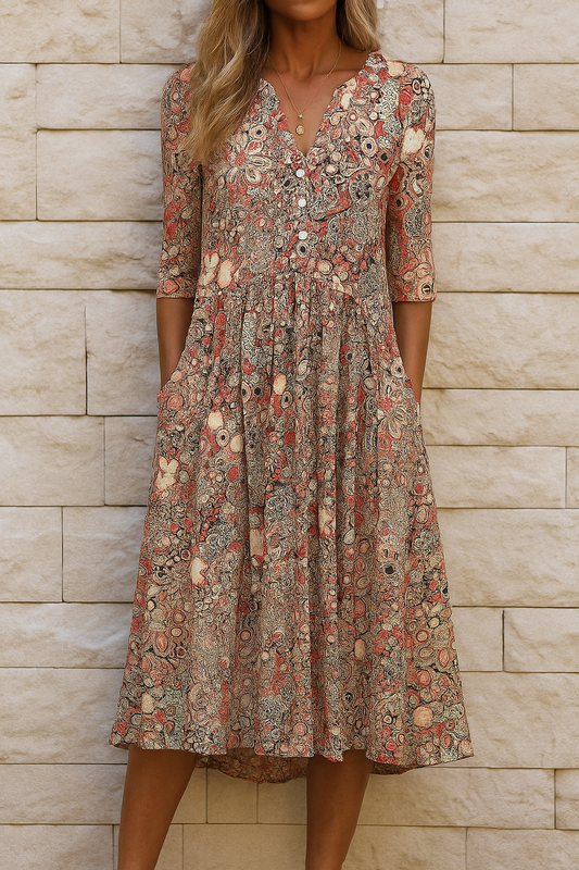 Elegant dress with V-neck for women | Harlow