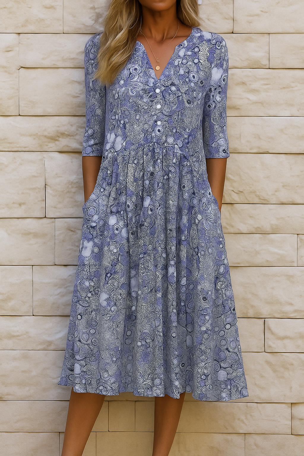 Elegant dress with V-neck for women | Harlow