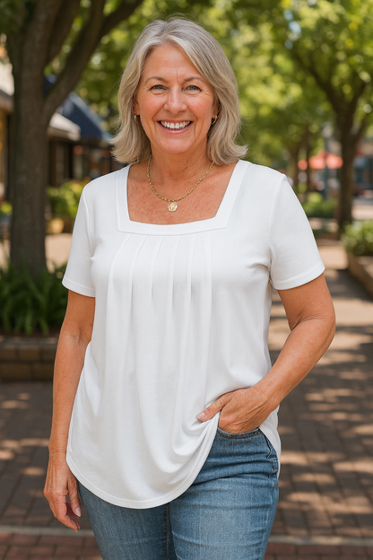 Pleated comfort top for women | Colleen