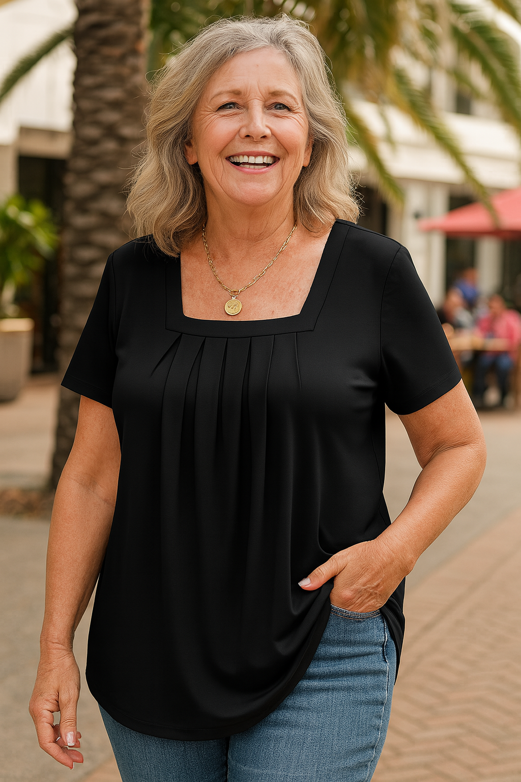 Pleated comfort top for women | Colleen