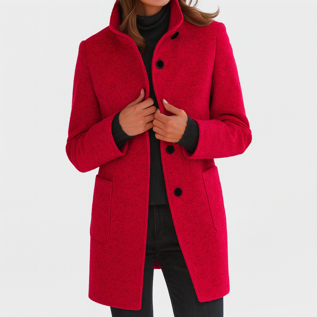 Classic high-collar elegant everyday coat for women | Ava -6