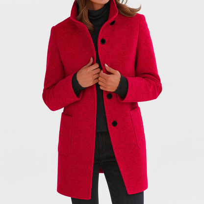 Classic high-collar elegant everyday coat for women | Ava -6