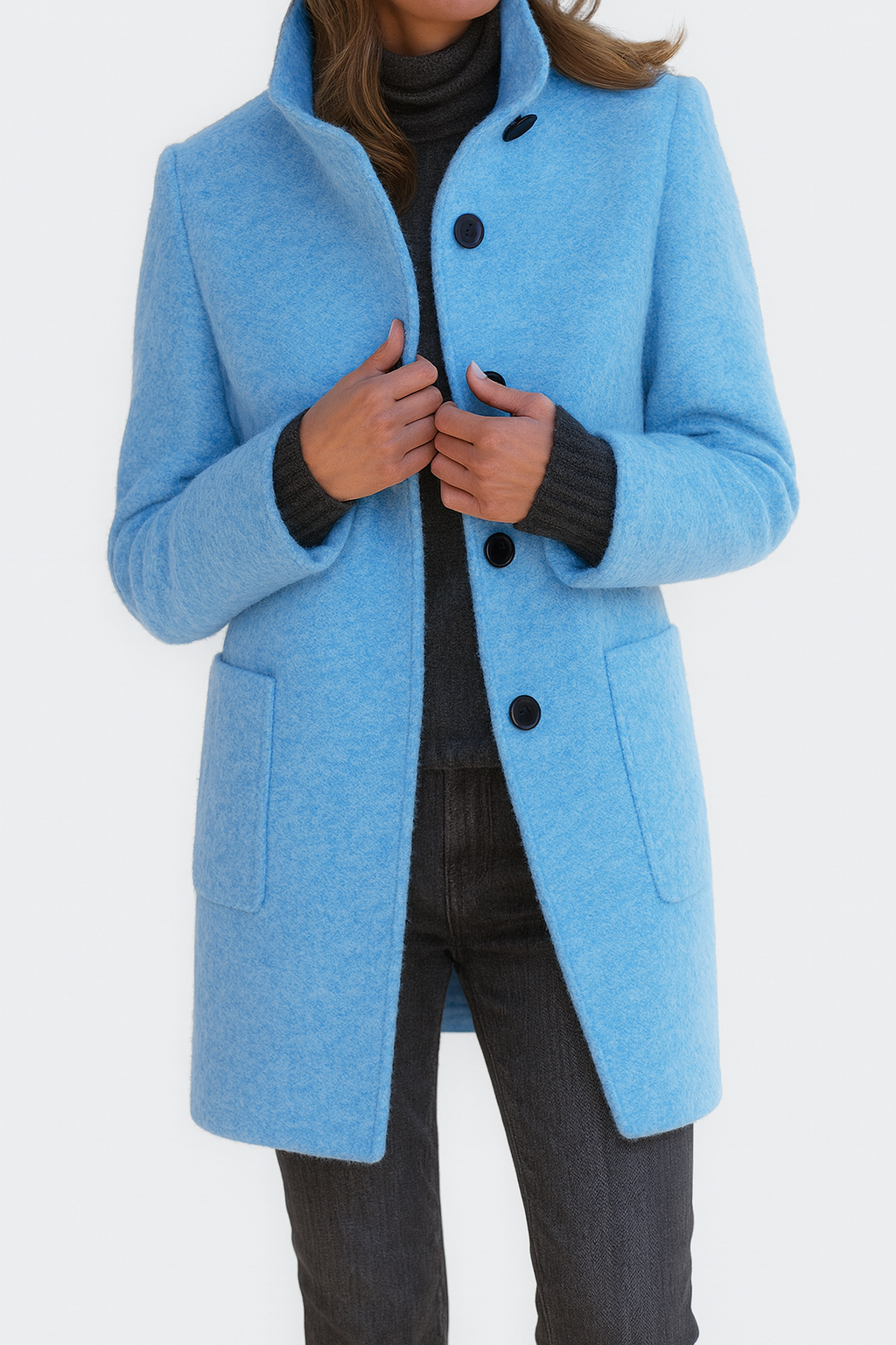 Classic high-collar elegant everyday coat for women | Ava -10