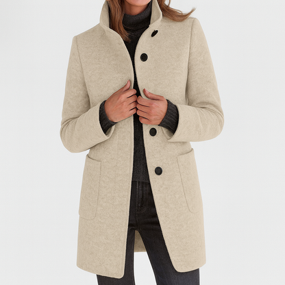 Classic high-collar elegant everyday coat for women | Ava -9