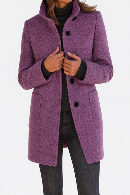 Classic high-collar elegant everyday coat for women | Ava -5