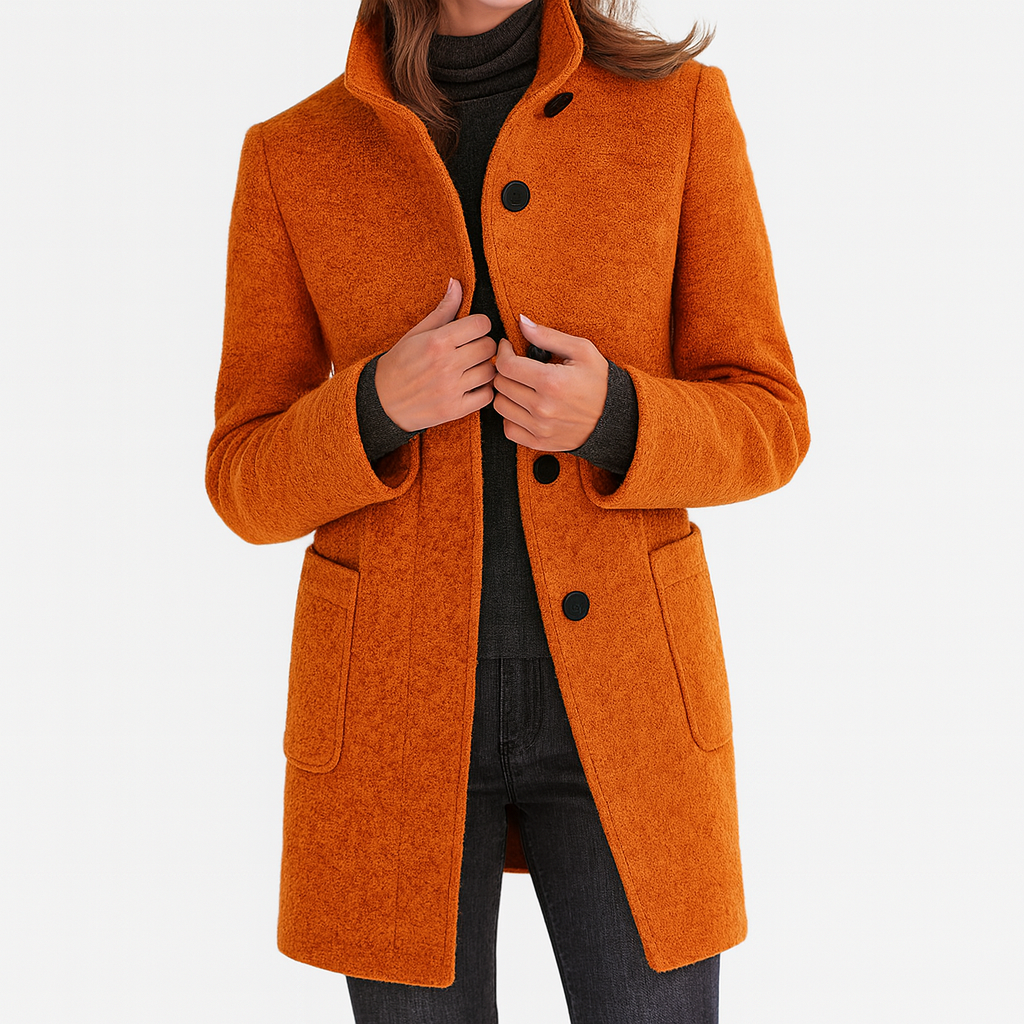 Classic high-collar elegant everyday coat for women | Ava -8
