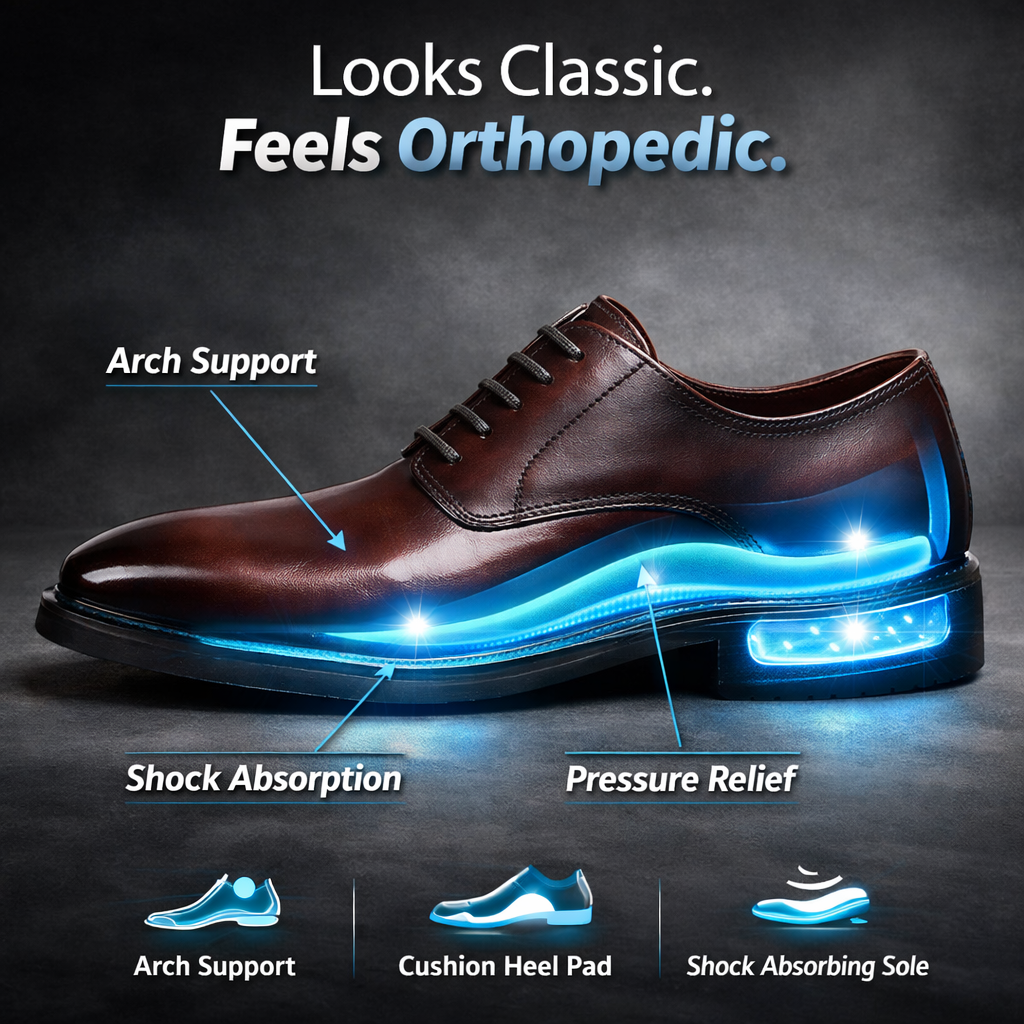 Classic orthopaedic leather oxford dress shoes for men -5
