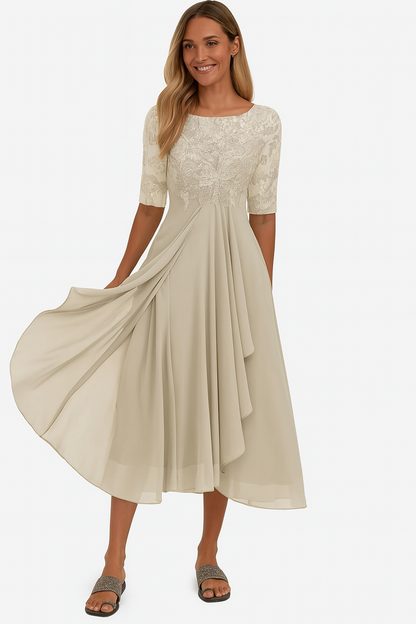 Elegant lace chiffon dress for women | Marielle -2