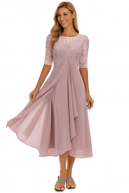 Elegant lace chiffon dress for women | Marielle -3