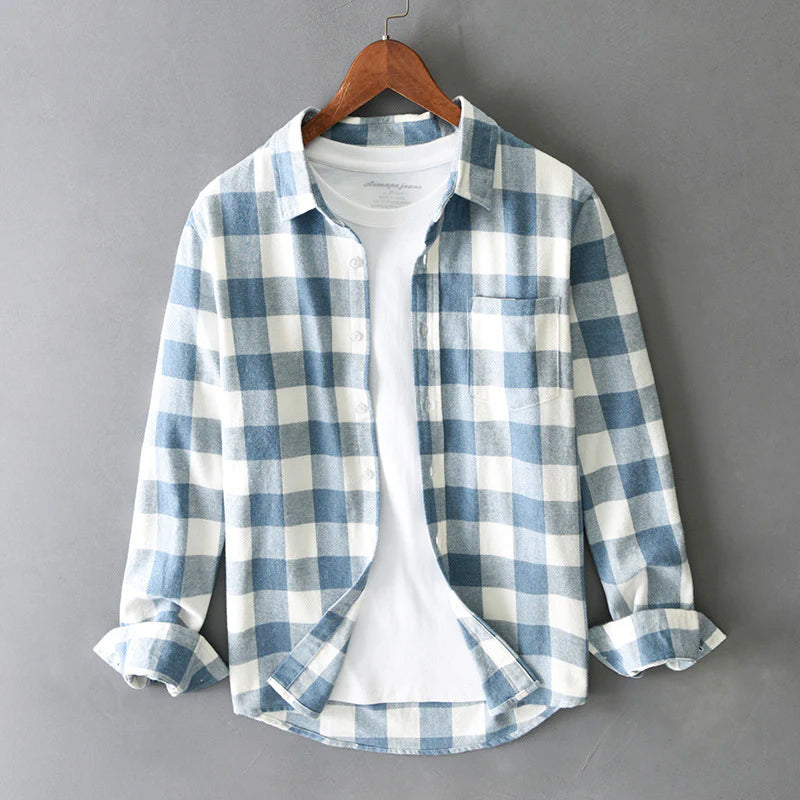 Classic check button down shirt for men | Rowan -1
