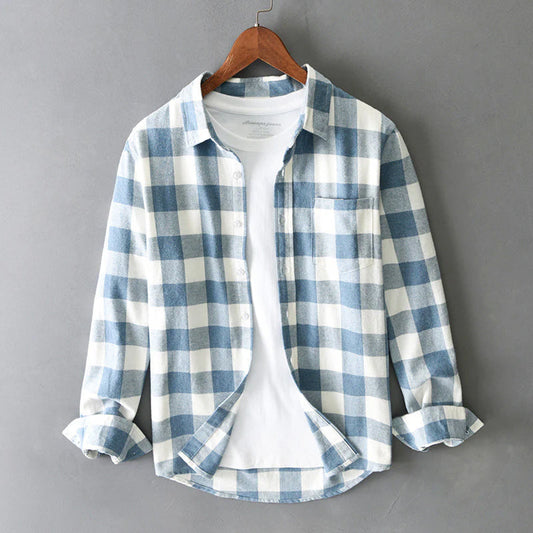Classic check button down shirt for men | Rowan -1