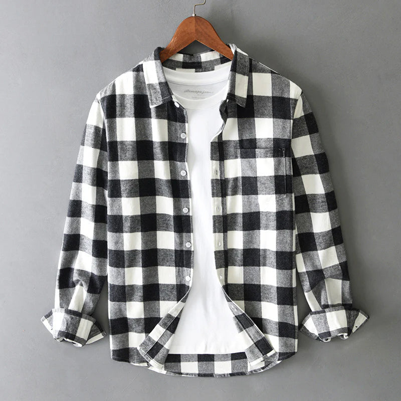 Classic check button down shirt for men | Rowan -4