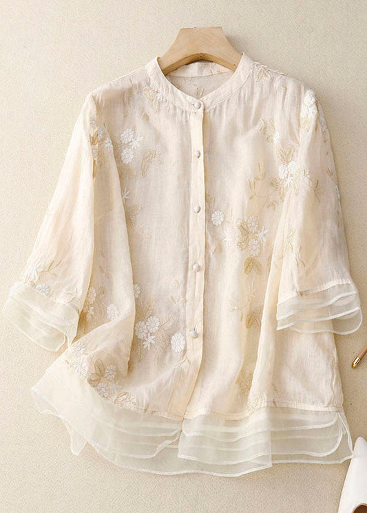 Embroidered cotton top blouse for women | Eloise -1