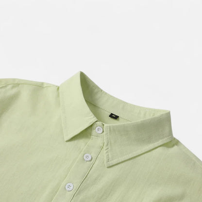 Linen short sleeve polo lightweight shirt for men -3