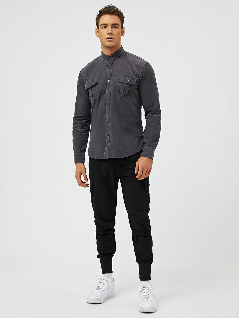 Warm straight-cut casual winter shirt for men -2