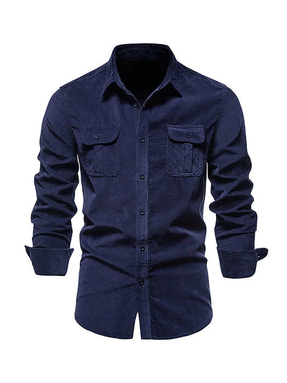 Warm straight-cut casual winter shirt for men -3