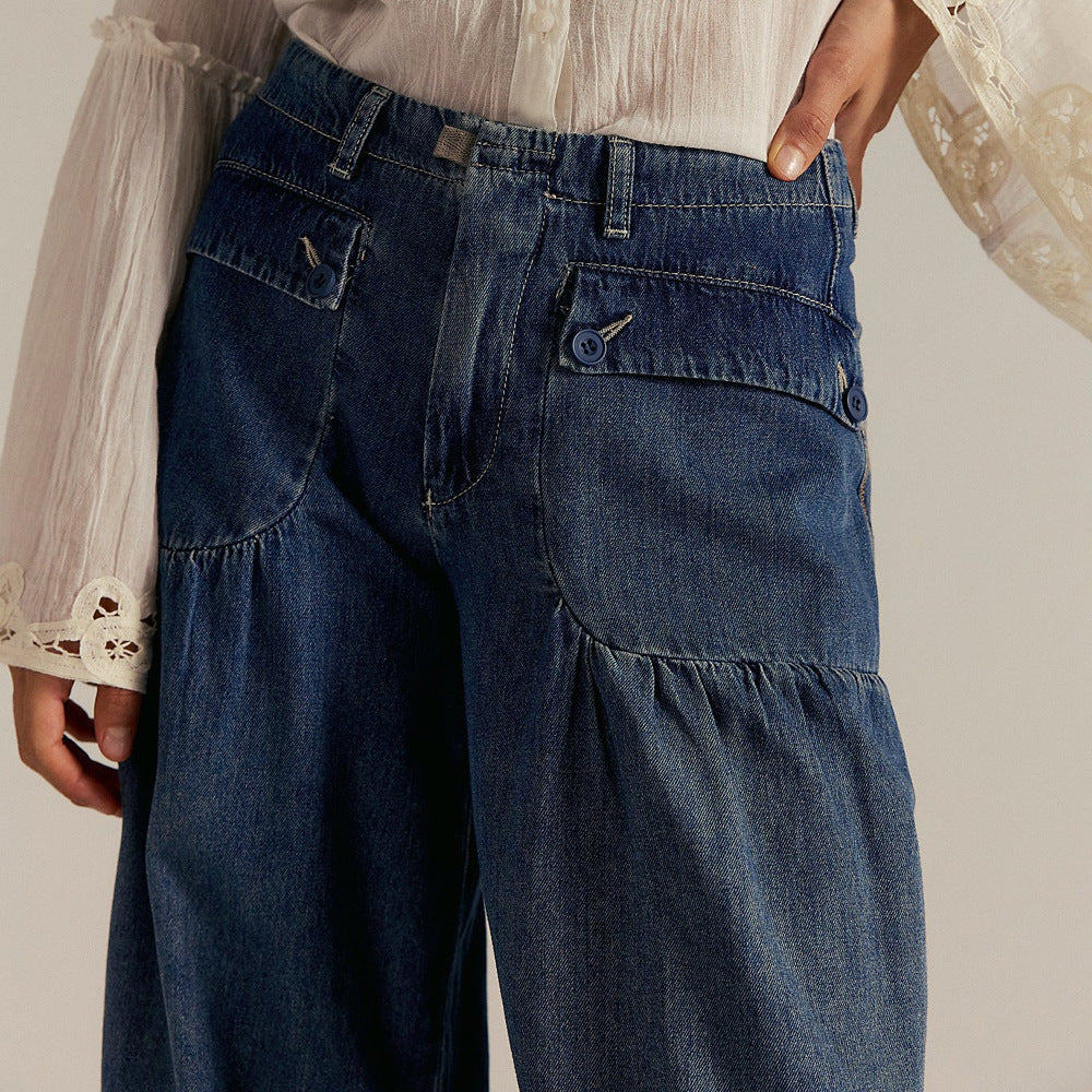Poppy wide-leg jeans trousers for women | Bohemian Chic -6
