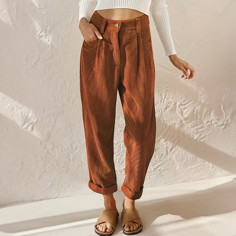 High-waist wide-leg corduroy trousers for women | Marielle -4