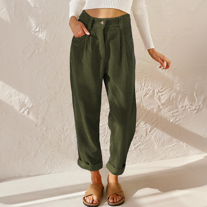 High-waist wide-leg corduroy trousers for women | Marielle -8
