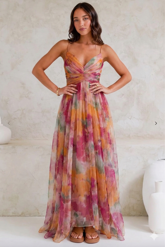 Elegant floral summer dress for women | Marcelline -1