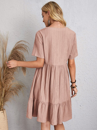 Dress summer flared full V-neck short for women | Ella -17