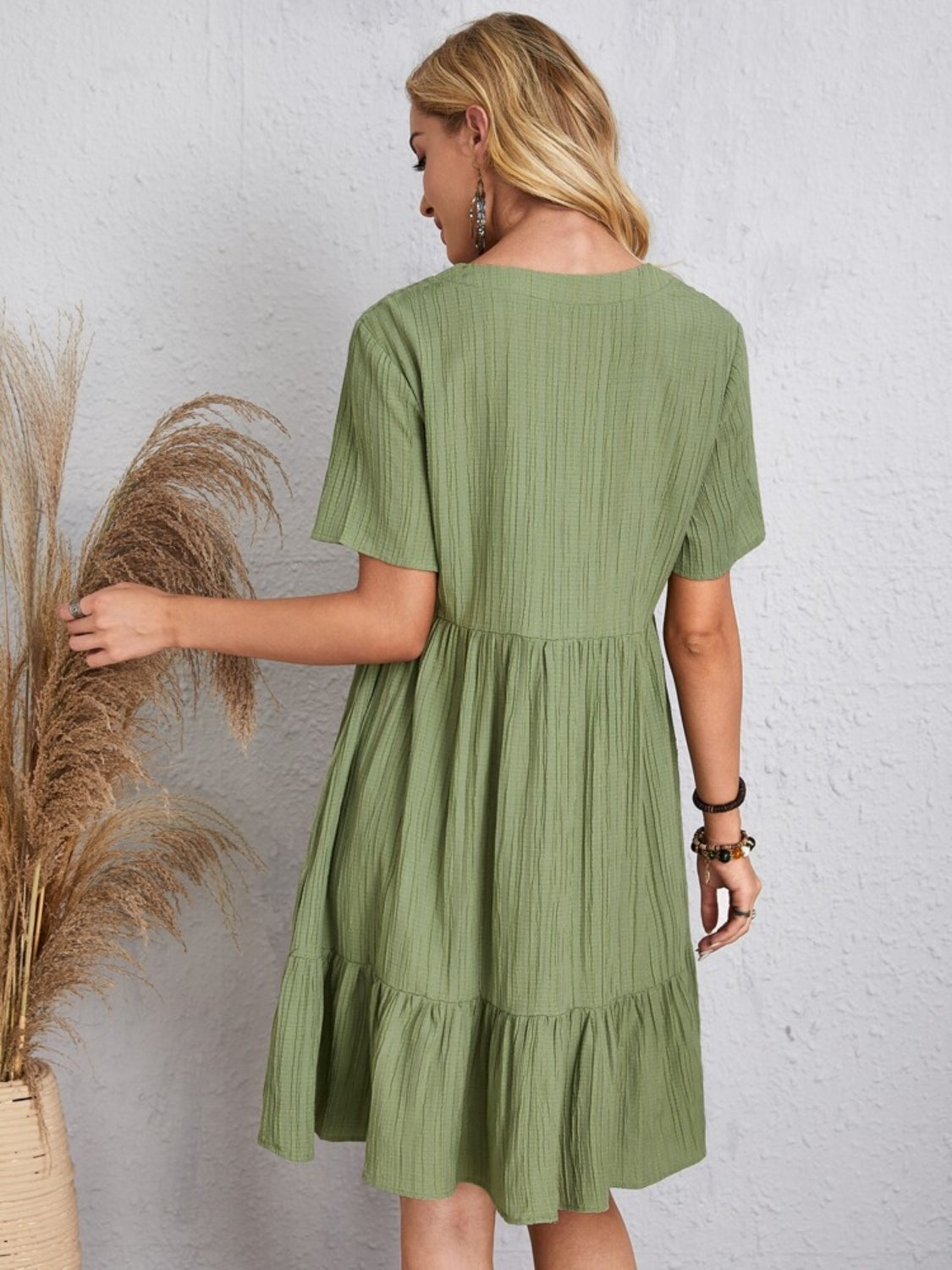 Dress summer flared full V-neck short for women | Ella -20
