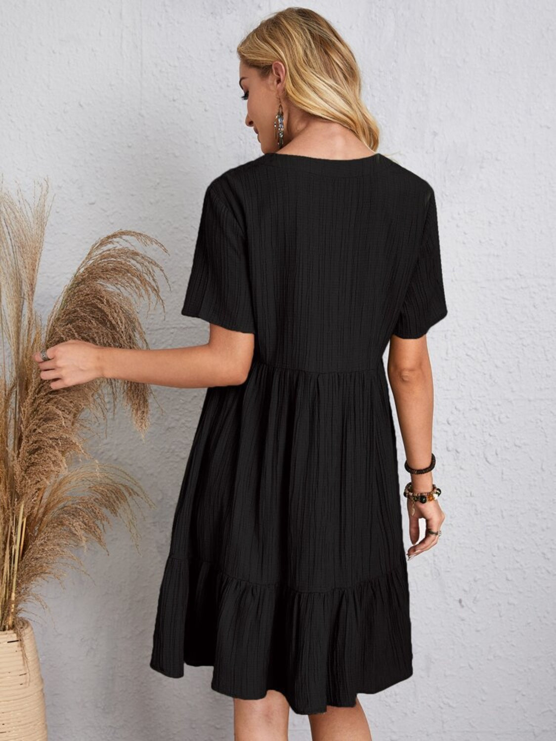 Dress summer flared full V-neck short for women | Ella -9