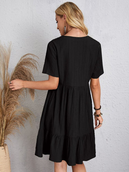 Dress summer flared full V-neck short for women | Ella -9