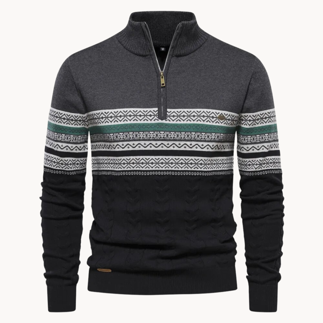 Classic zip-up everyday pullover jumper for men | Soho -3