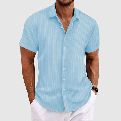 Casual striped short-sleeve shirt for men | Rowan -4