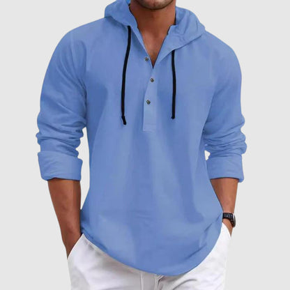 Relaxed hooded long-sleeve shirt hoodie for men | Nolan -1