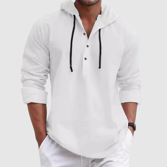 Relaxed hooded long-sleeve shirt hoodie for men | Nolan -3