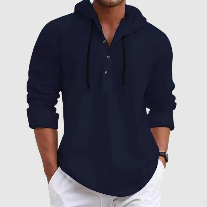 Relaxed hooded long-sleeve shirt hoodie for men | Nolan -5