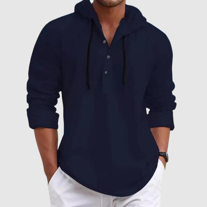 Relaxed hooded long-sleeve shirt hoodie for men | Nolan -5