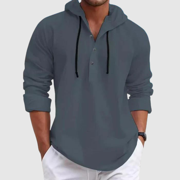 Relaxed hooded long-sleeve shirt hoodie for men | Nolan -4