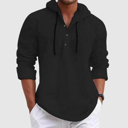 Relaxed hooded long-sleeve shirt hoodie for men | Nolan -2
