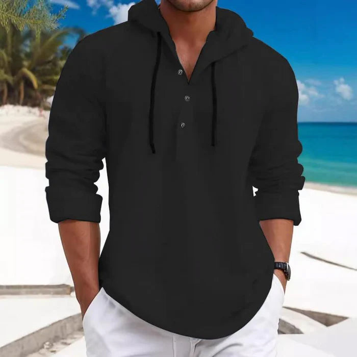 Relaxed hooded long-sleeve shirt hoodie for men | Nolan -7