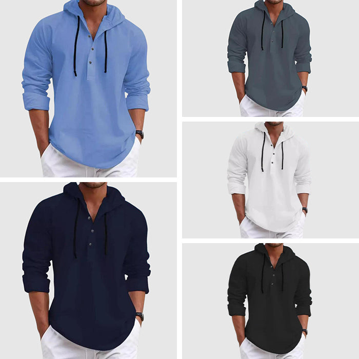 Relaxed hooded long-sleeve shirt hoodie for men | Nolan -6