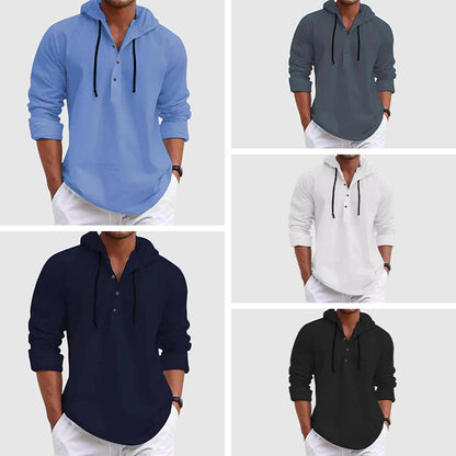 Relaxed hooded long-sleeve shirt hoodie for men | Nolan -6