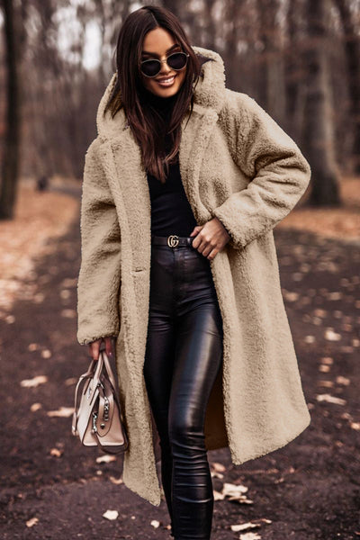 Coat teddy long chaud elegant parka for women | Cherry -1