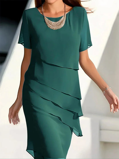Refined layered midi dress for women | Alara -3
