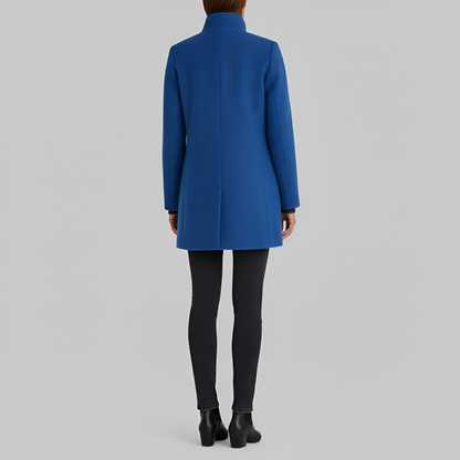 Elegant button-front coat with high collar for women | Valerios