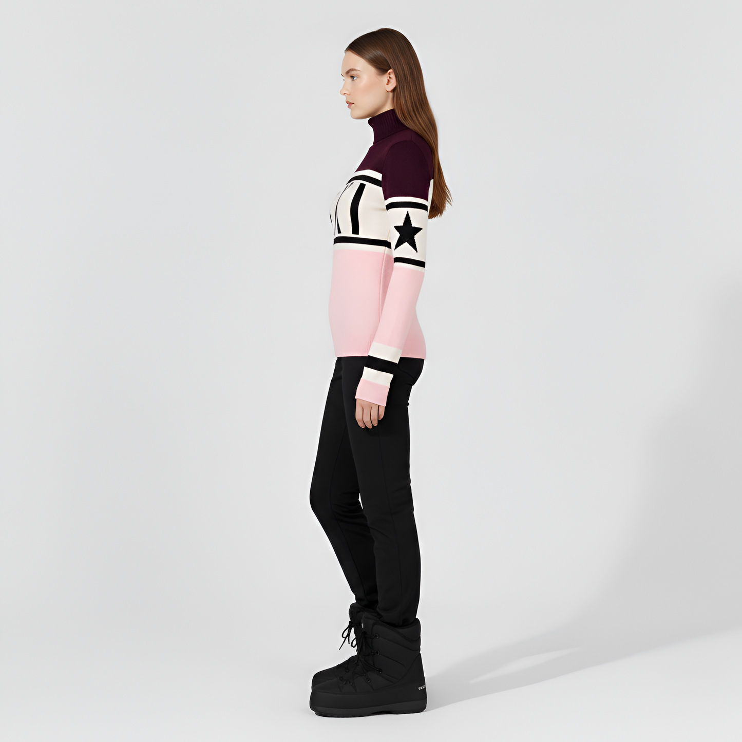Turtleneck knit sweater with logo design for women | Elara