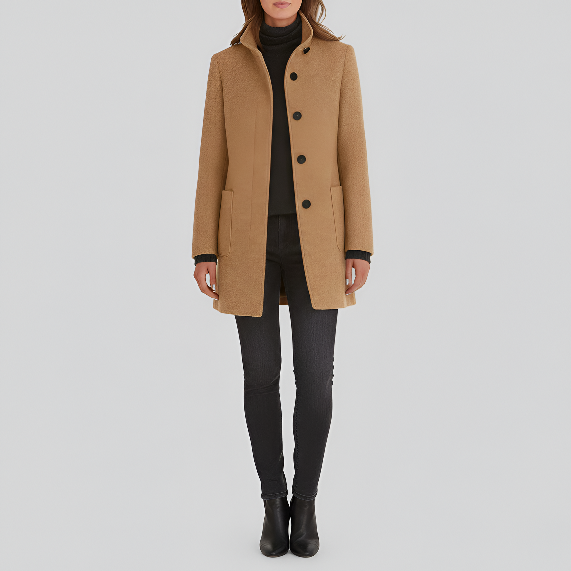 Elegant button-front coat for women | Valerios -6
