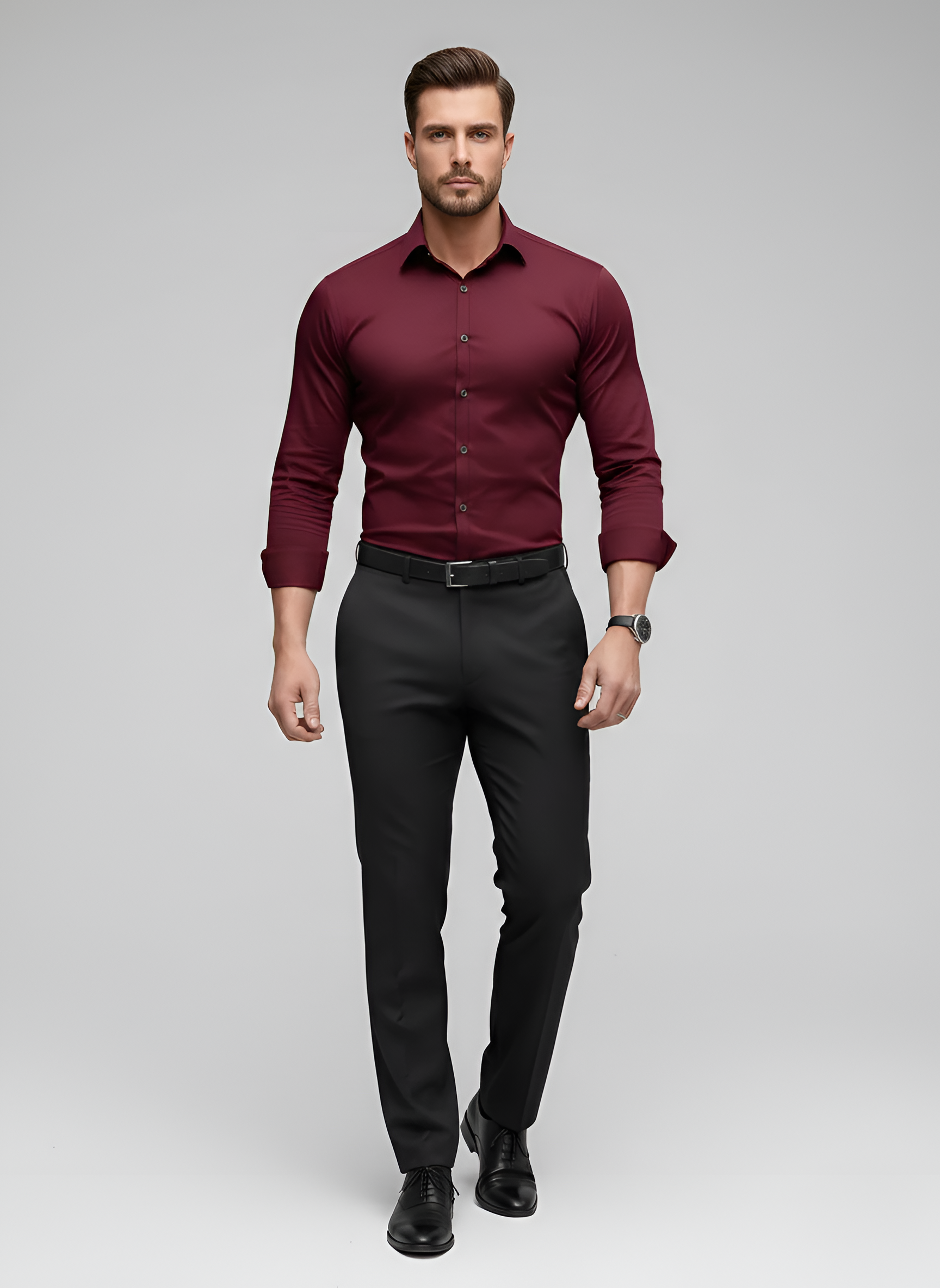 Wrinkle-free slim-fit button-up shirt for men | Adrian -6