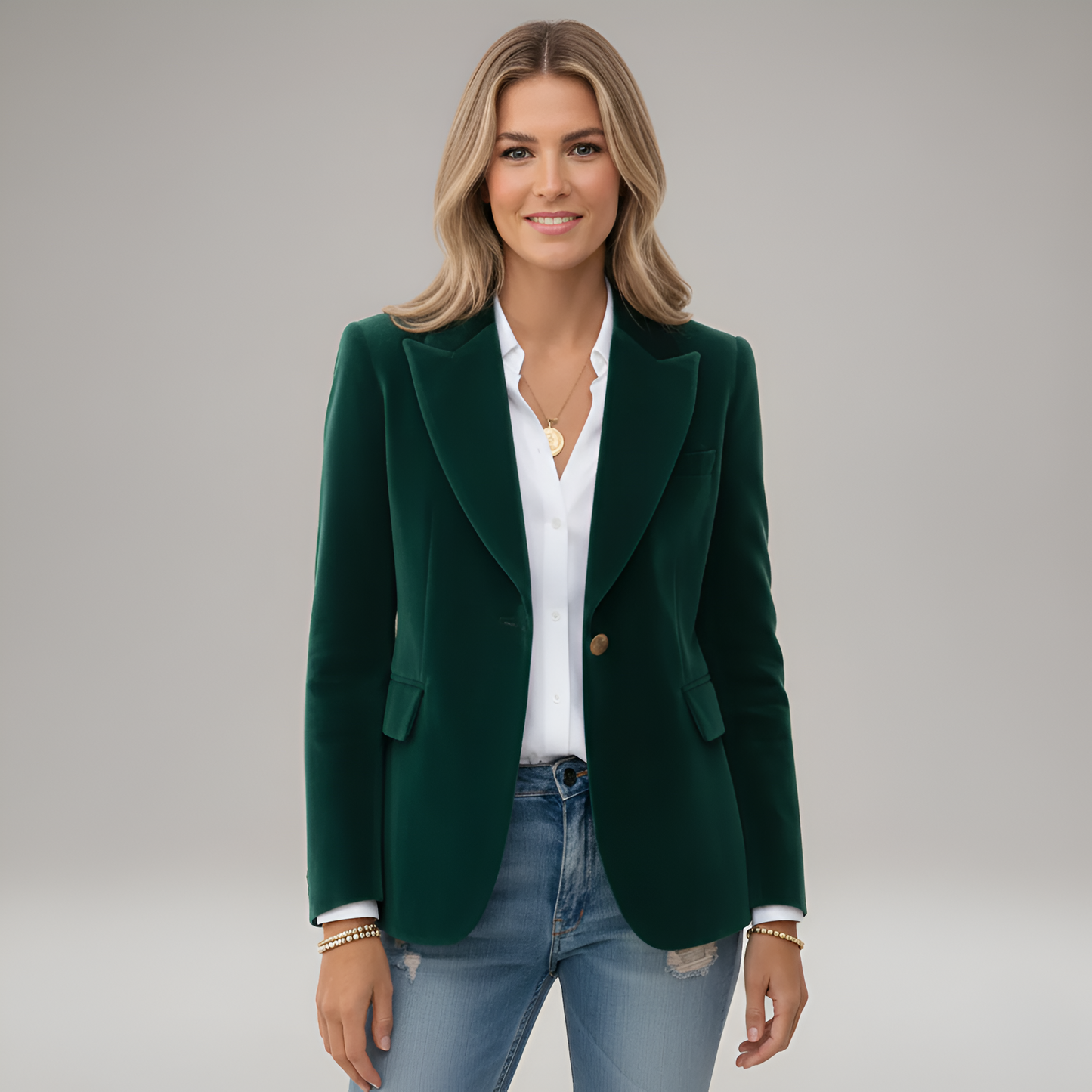 Elegant one-button blazer coat for women | Valerios -1