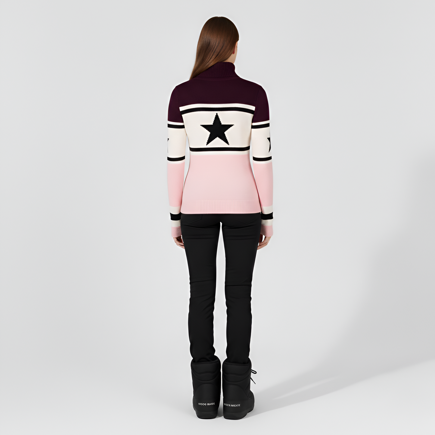 Turtleneck knit sweater with logo design for women | Elara